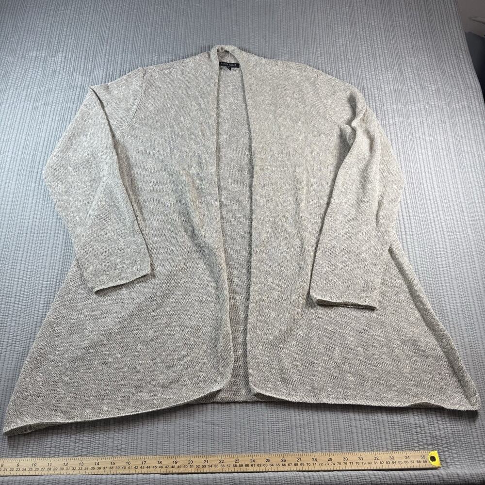Eileen Fisher Open Cardigan Linen Blend Women’s L Lagenlook Minimalist Timeless